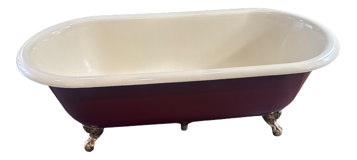 Burgundy clawfoot bath